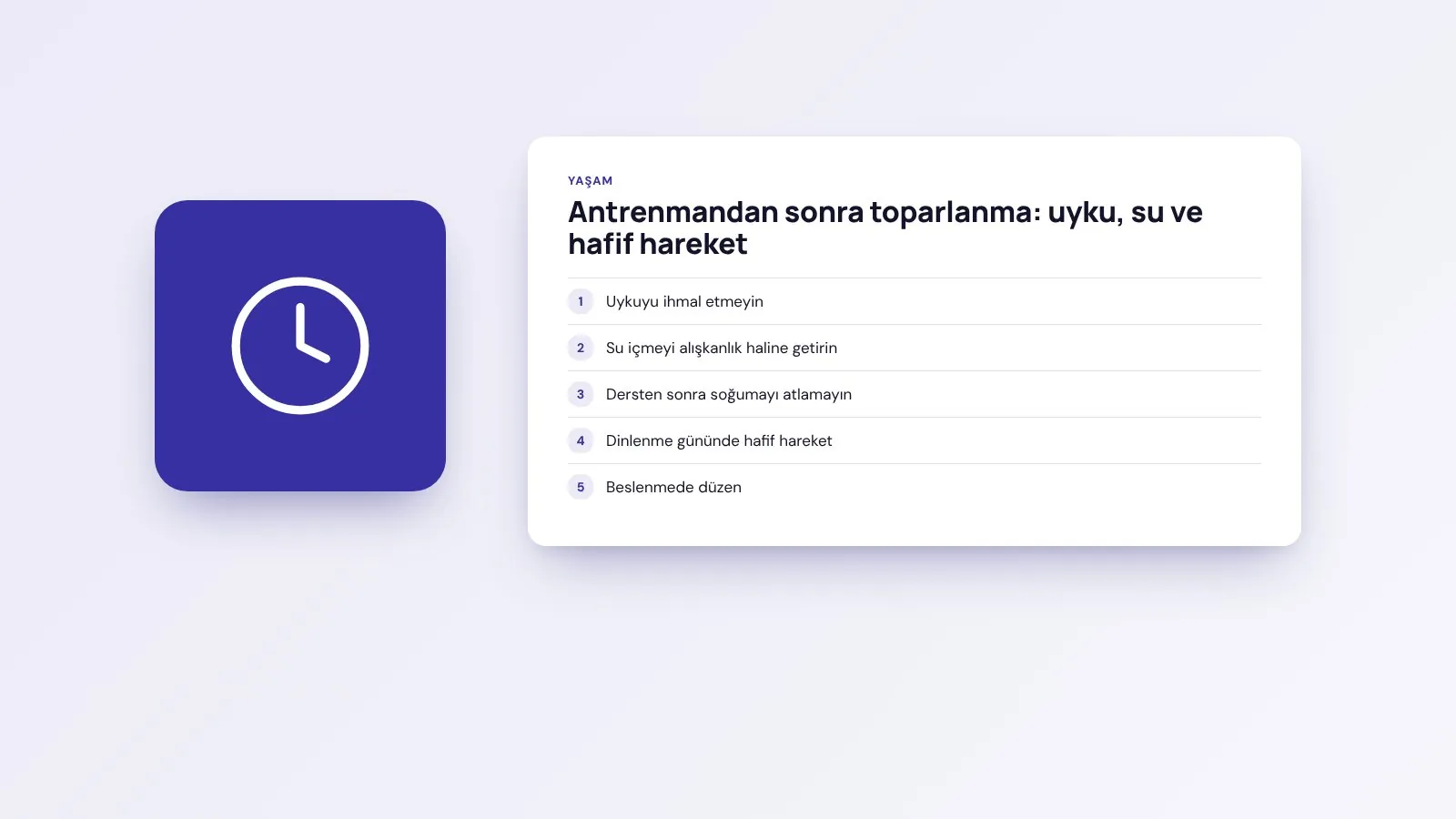 Antrenmandan sonra toparlanma: uyku, su ve hafif hareket