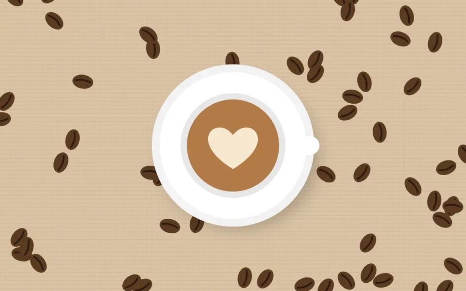Taze kavrulmuş çekirdekler ve latte